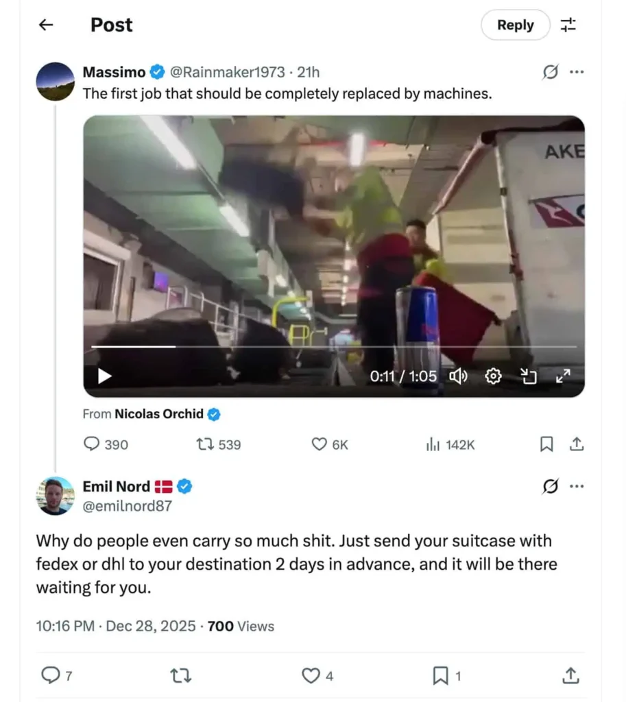 Shipping luggage via FedEx or DHL two days ahead to eliminate carrying heavy bags.
